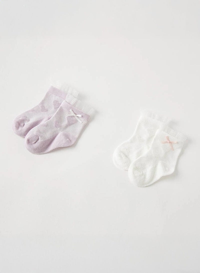 Dave & Bella Purple hearts socks set - Image 3